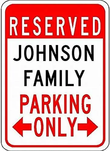 PaBoe Metal Signs Johnson Family Parking - Customized Last Name - 8X12 Tin Street Sign Decor