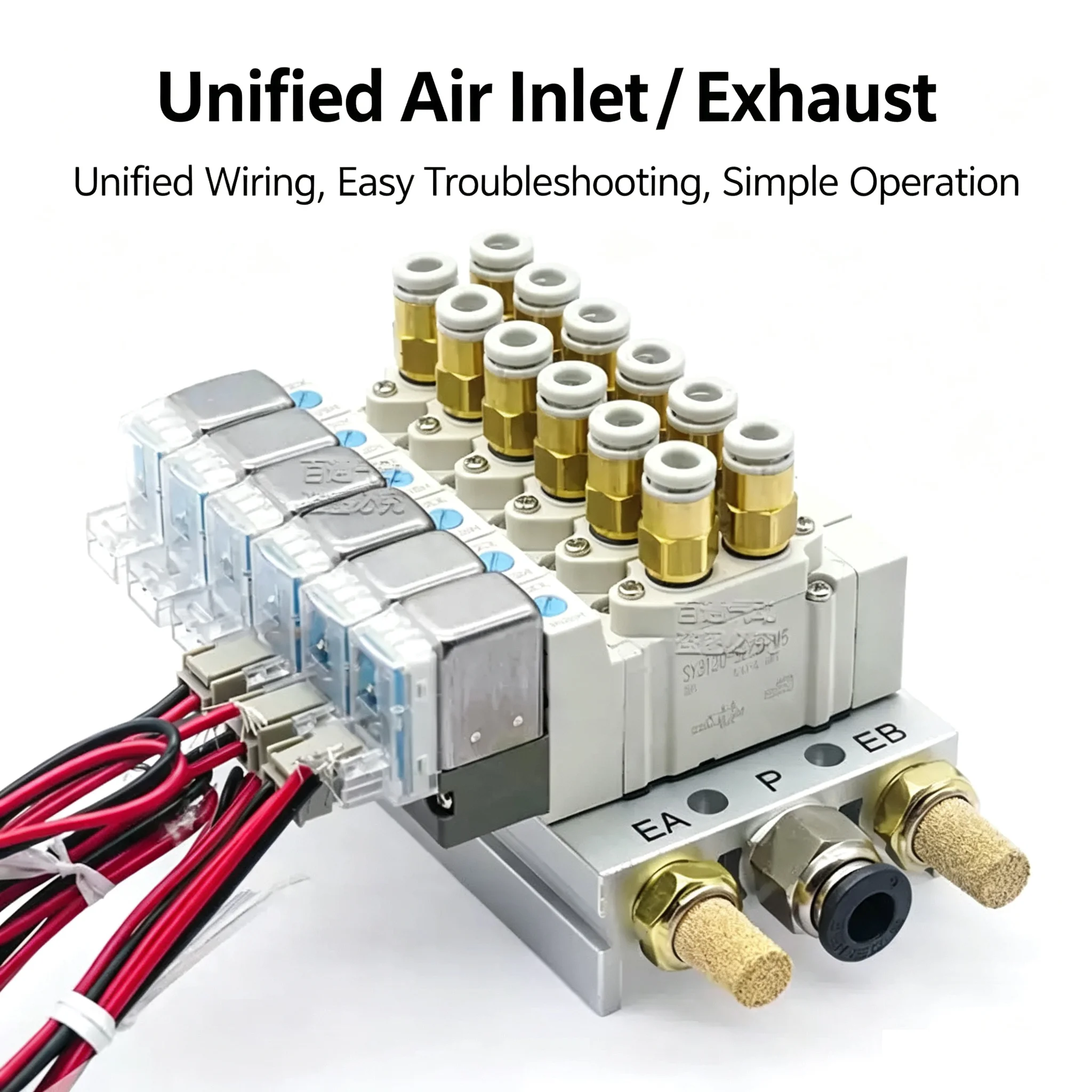 SY5120 Pneumatic Solenoid Valve Control Manifold Multi-Way Combination 4LZD-01 5LZD-01 6LZD-01 for Industrial Automation