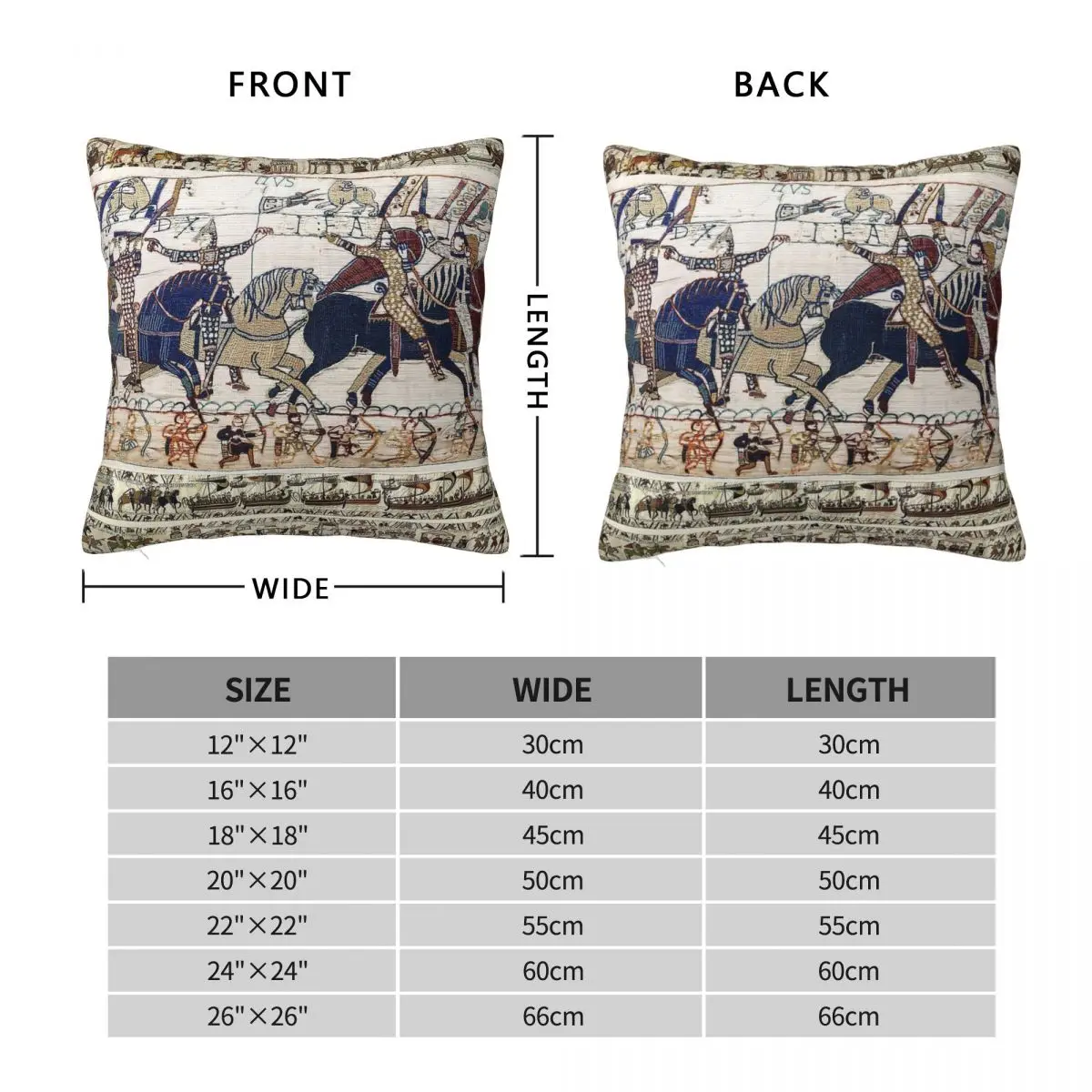 Bayeux Tapestry Battle Of Hastings Square Pillowcase Polyester Linen Velvet Pattern Zip Throw Pillow Case Sofa Seater Cover