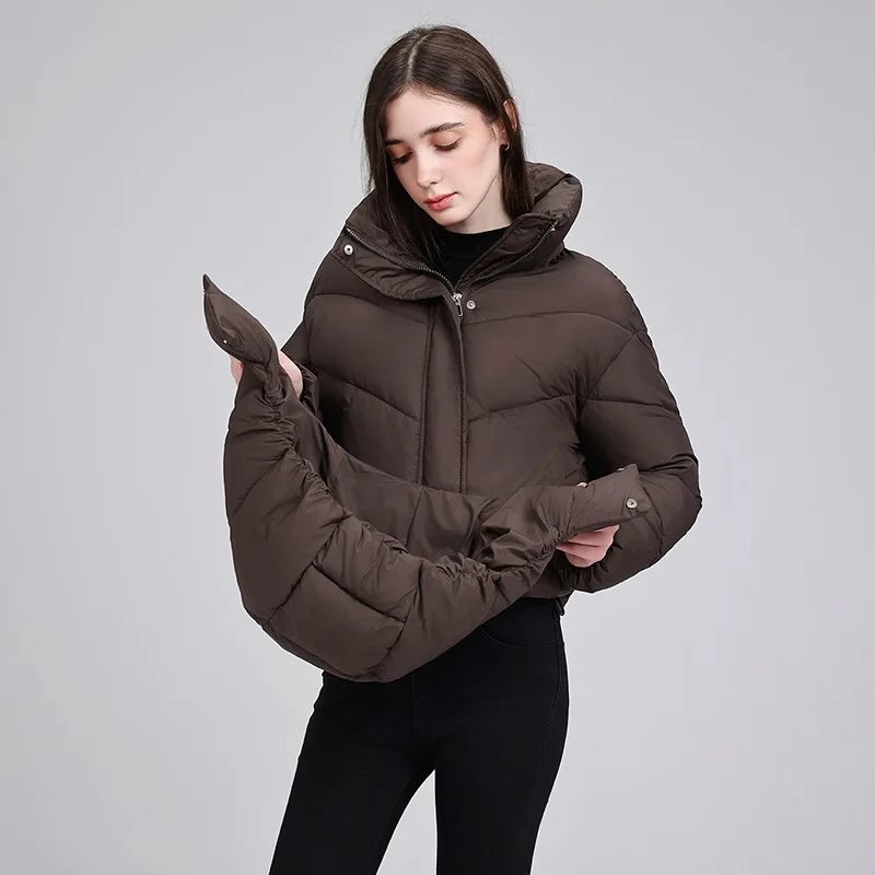 2026 winter new women's hooded cotton clothes are fashionable and versatile, removable hats keep warm