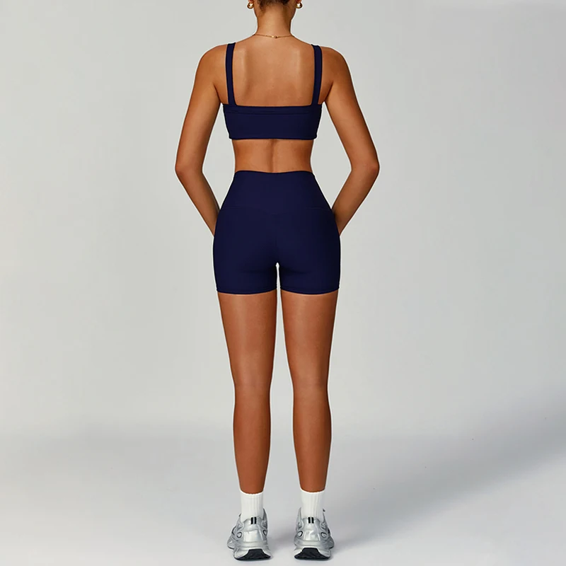 TRY TO BN Conjuntos de shorts de treino feminino yoga sutiã esportivo sem costura com nervuras treino de fitness correndo treinamento apertado roupas de ginásio mulher