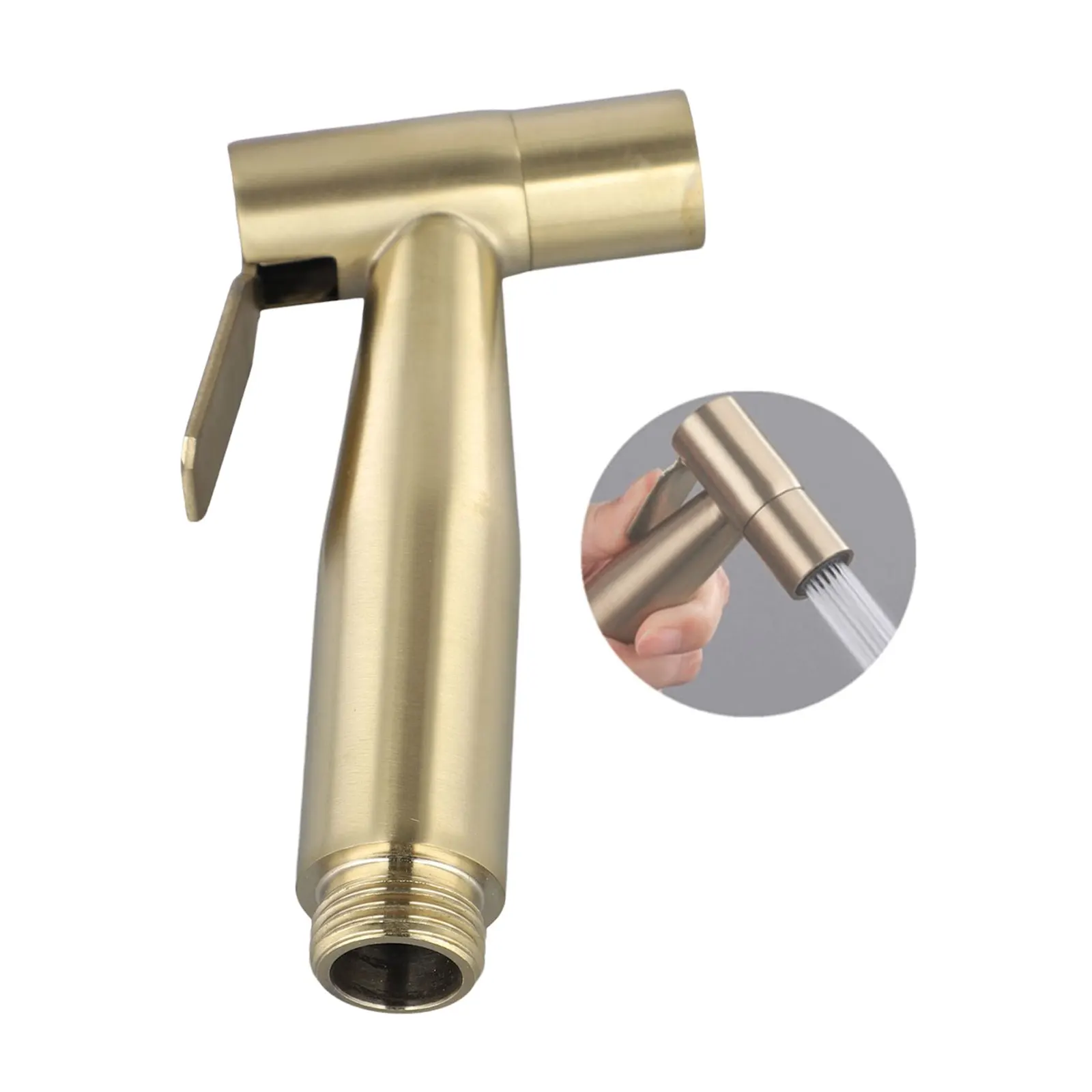 

Handheld Toilet Bidets Sprayer Shattaf Set, Stainless Steel, ABS Material, Gold Color, 150cm Shower Hose, G1/2 Connection Valve