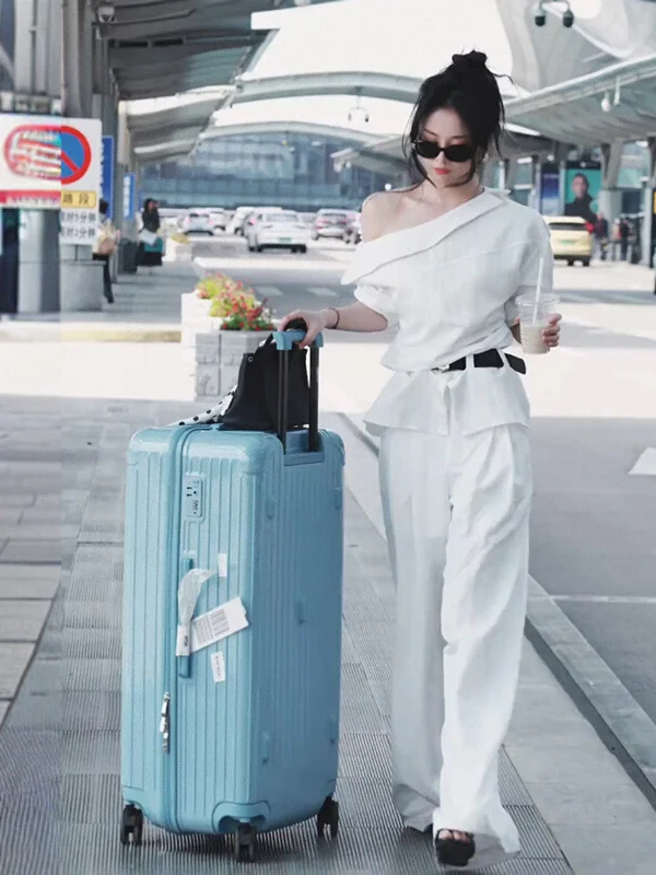

White Long Sleeve Belted Wide Leg Pants Two Piece Set Women's Spring Summer Fashion Shoulder Slope Matching Shirt And Pants