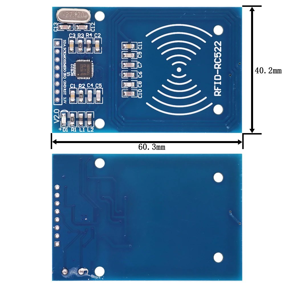 Módulo sem fio RFID IC para Arduino, MFRC-522, RC-522, RC522, chave, SPI, gravador, leitor, cartão IC, módulo de proximidade