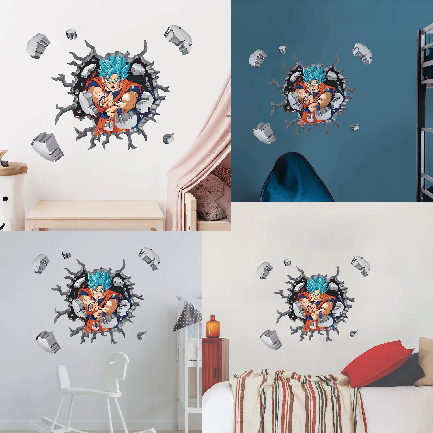 

Dragon Ball Son Goku Handsome Wall Stickers Anime Decorative Paintings Children's Room Bedroom Decoration PVC Wall Stickers