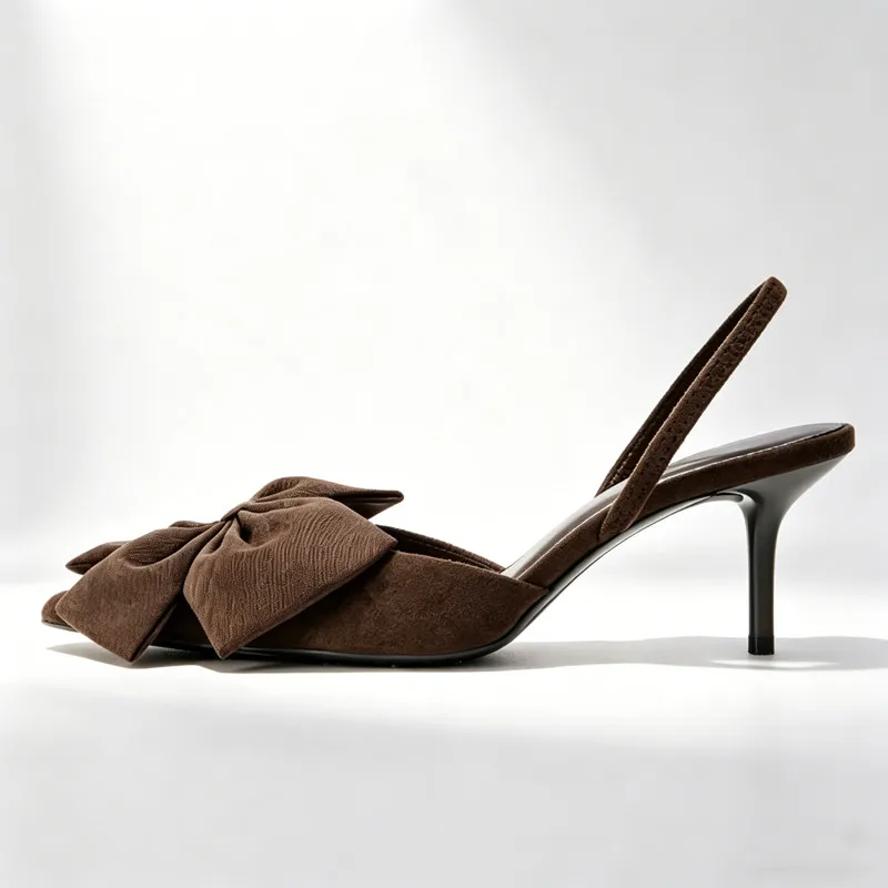 Sexy Pointed Toe Slingback Heels for Ladies Bowknot Decoration Back Strap Summer High-heeled Sandal Elegant Party Designer Pumps