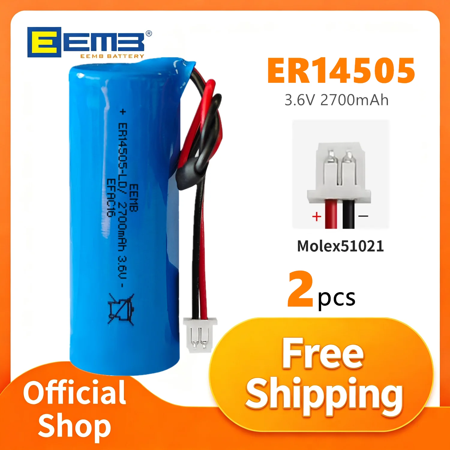 ER14505 3.6V 2700mAh Lithium Battery AA Size Battery for PCL Industrial Control Servo Encoder IoT Devices
