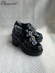 Japanese Mine Series Round Drill Buckle JK Patent Leather Shoes Student Mass-Produced Platform High Heels Uniform Girl Shoes