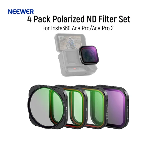 NEEWER Paquete de 4 filtros ND polarizados para Insta360 Ace Pro/Ace Pro 2, filtro de lente de vidrio óptico HD, accesorios para Cámara de Acción