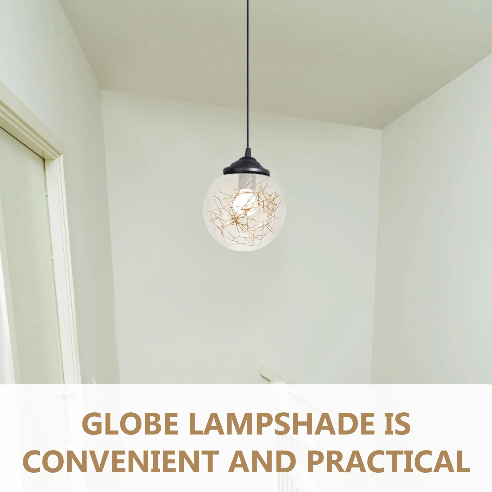 

Globe Lampshade Round Glass Ball Single Hole Wire Cover Decorative Durable Lamp Shade Replacement Pendant Lamp Fixture