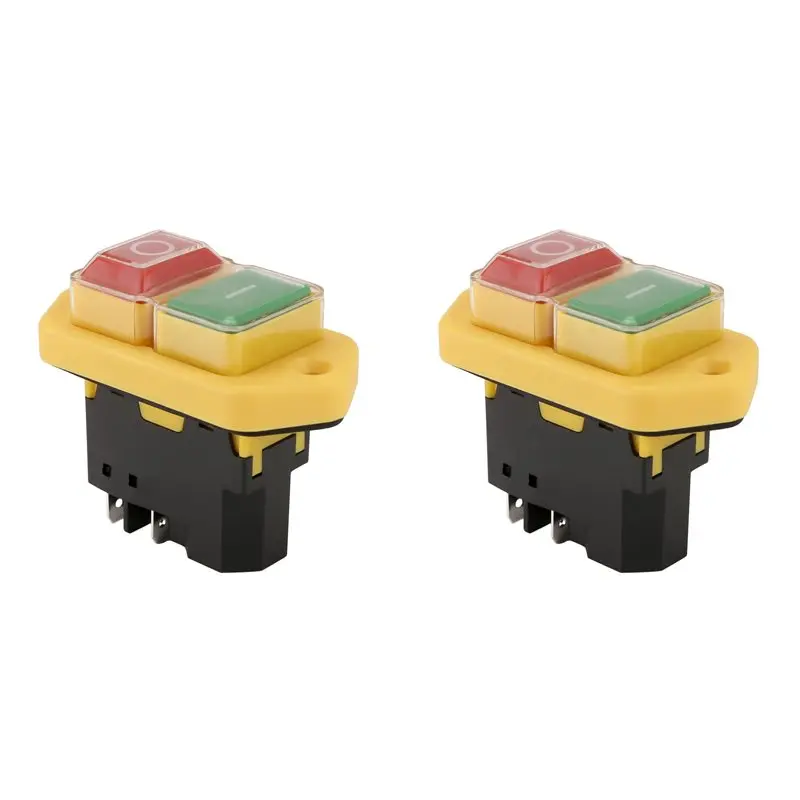 【THANKSGIVING DAY】2X YH02-A Electromagnetic Switch 220V 15A 5PIN Start Push Button For Machine Tool Equipment Waterproof Panel