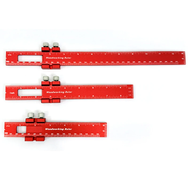 

Woodworking Ruler Set Portable Scribing Positioner Ruler Aluminum Alloy Positioning Marking Rulers Carpenter Measuring Tools