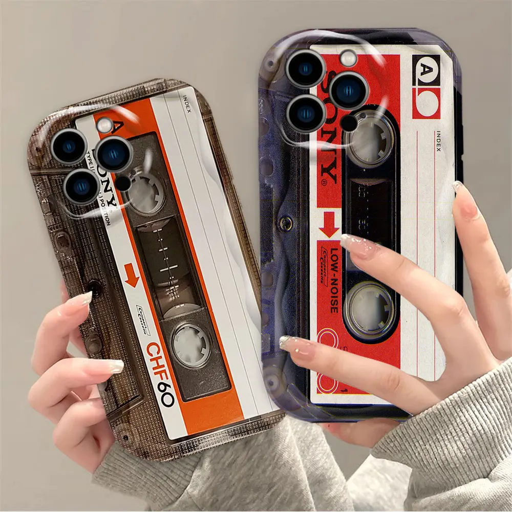 Vintage Tape Radio 3D Wave Phone Case For Iphone Apple 15 14 13 12 Mini 11 X XS XR 8 7 SE 6 6S Pro Max Plus Case Funda Shell