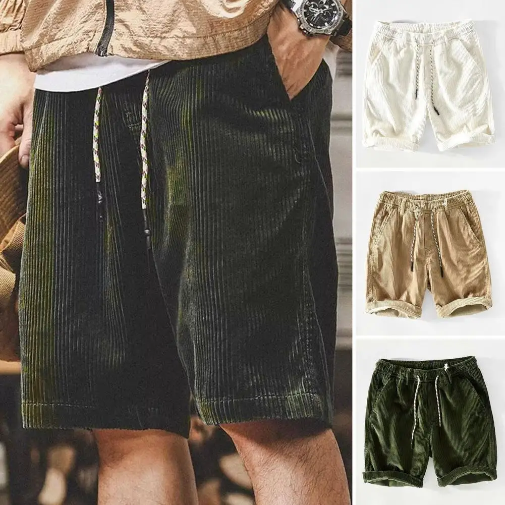 Men's Sweat Shorts Beach Shorts Corduroy Shorts Drawstring Elastic Waist Prints Breathable Soft Short Daily Summer Casual Pants