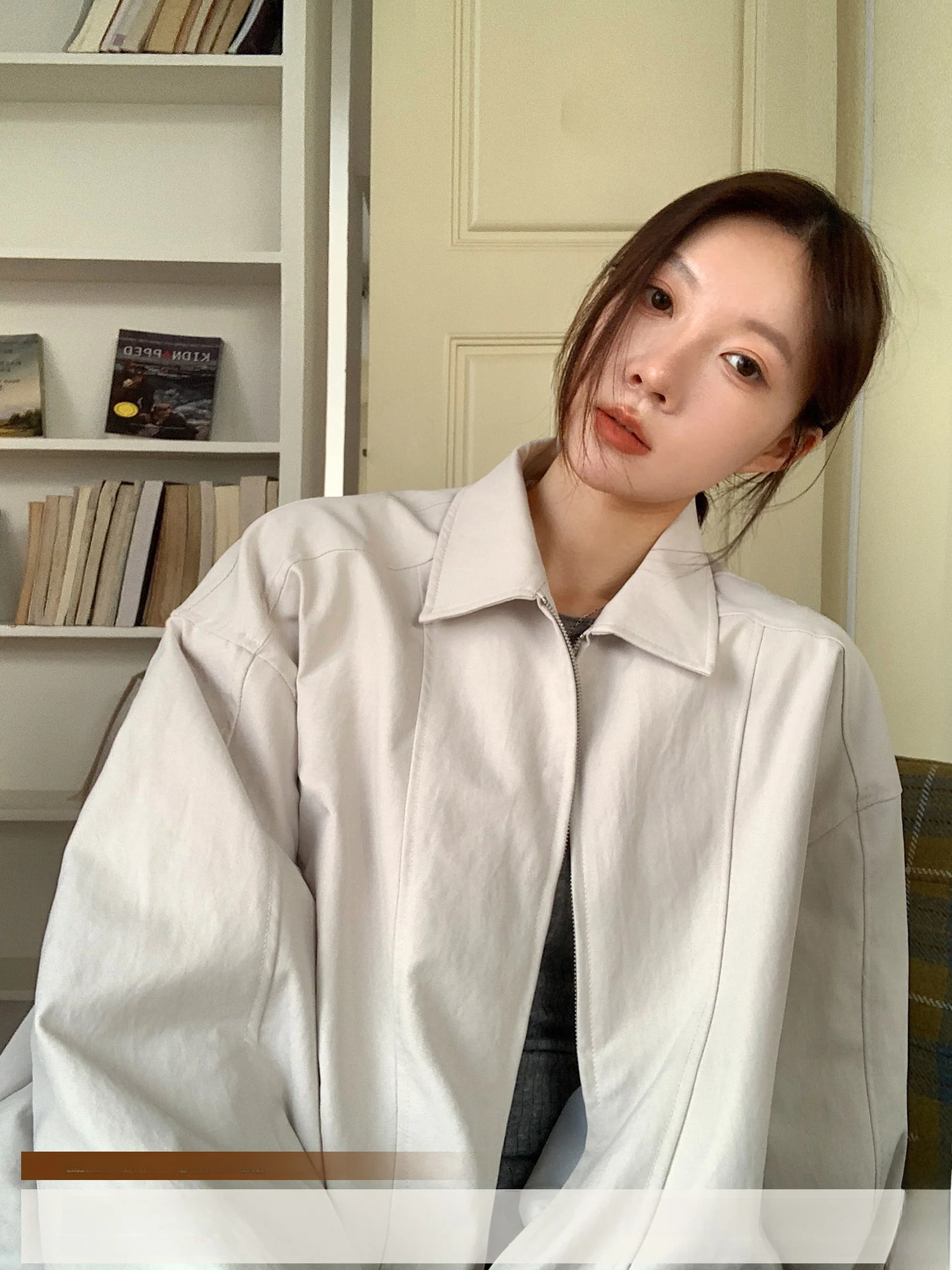 

Повседневная женская корейская верхняя одежда с воротником-стойкой Flight Jaet, универсальный осенний сезон, универсальный размер, молния из полиэфирного волокна...