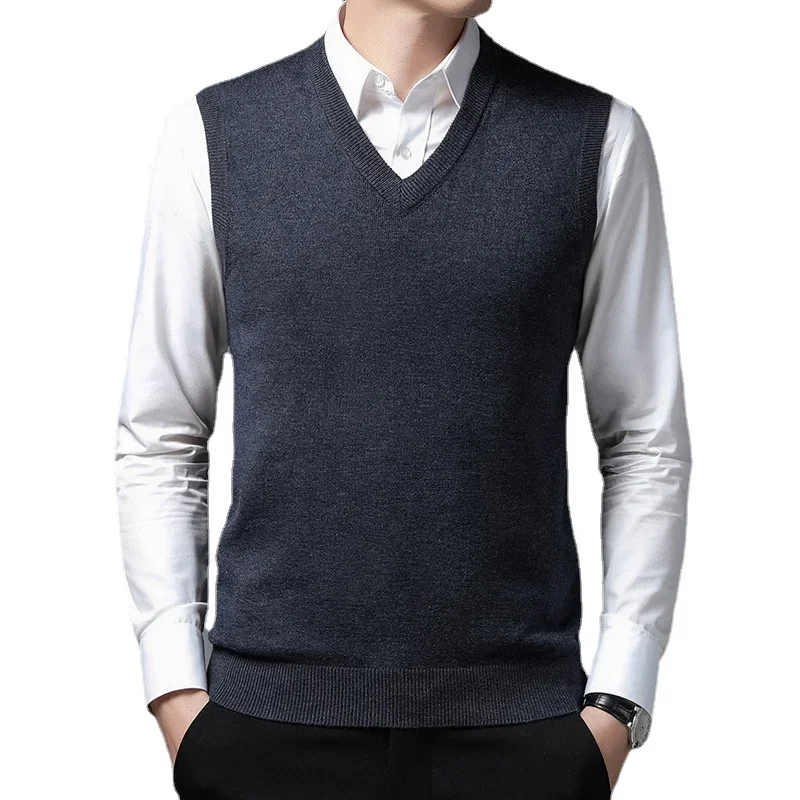 New Men's  Business Casual Outer Wear Warm Sleeveless Sweater Vest  Men's Knitted Tops