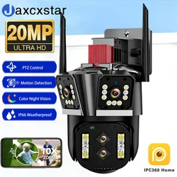 20MP 4 Lens 3 Screens 10X Zoom Wifi PTZ Camera Color Night Vision Motion Detection IP66 Security Camera System IPC360 Home