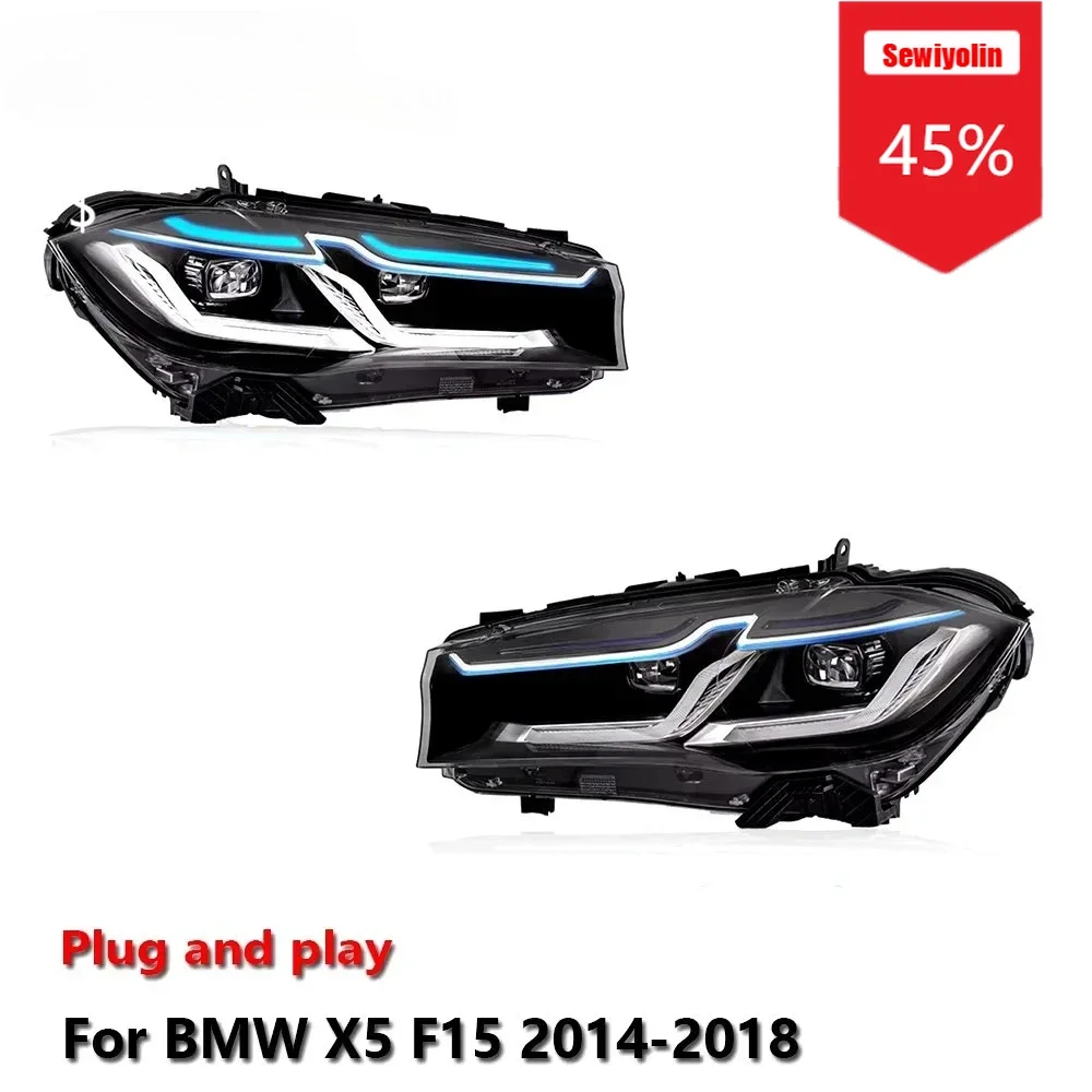 

Sewiyolin автомобильные светодиодные фары в сборе для BMW X5 F15 2014-2018 авто противотуманные фары DRL тормозной указатель поворота Plug and Play