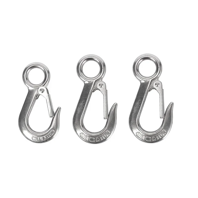 304 Stainless Steel American Type Marine Trigger Round Fixed Eye Lifting Snap Tone Hook 200kgs/300KG/500kgs Working Load Limit
