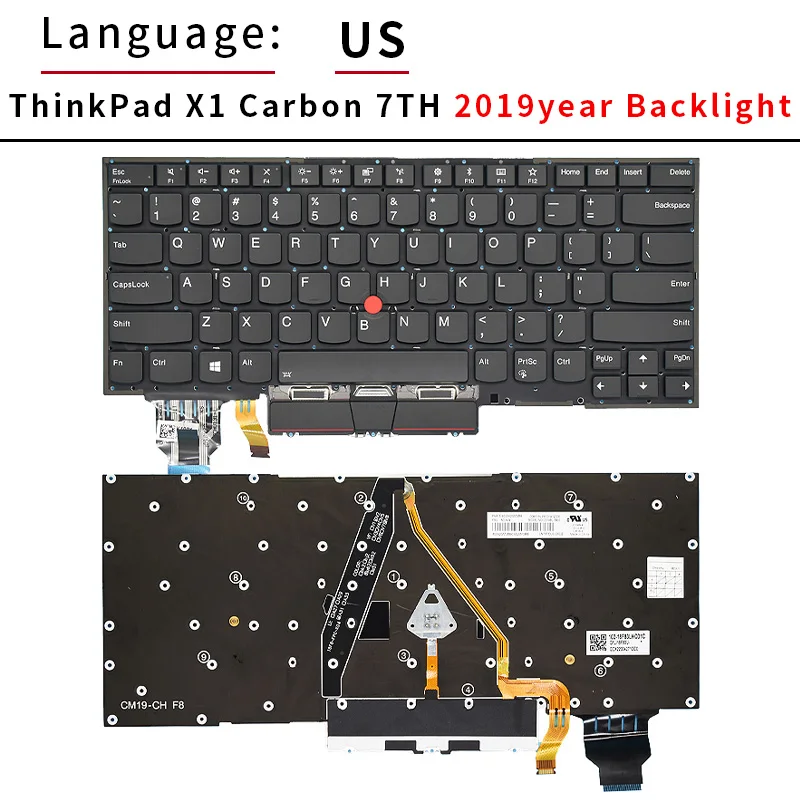 Neue layout tastatur für lenovo thinkpad x1 carbon 7. gen 9 gen9 2019 20qd 20qe 20 r1 20 r2 tastatur us hintergrund beleuchtet russisch