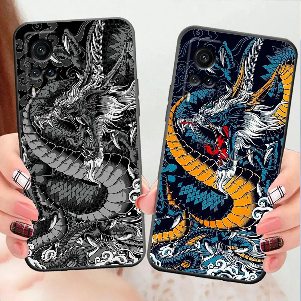 Phone Case For VIVO X90 X80 X70 X60 X50 X30 X23 V29 V27 V25 V23 V23E V21 V21E V20 Case Funda Cover Mythical Dragon And Tiger