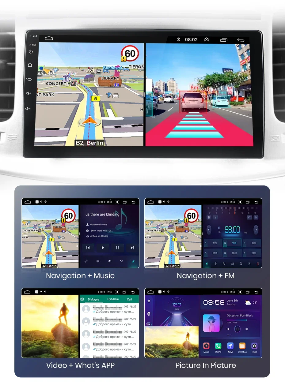 Junsun 7' 9'10' Universelles CarPlay Android Auto Radio für VW Volkswagen Fiat Renault Nissan Toyota Hyundai 4G Auto-Multimedia-Autoradio – Detail 21