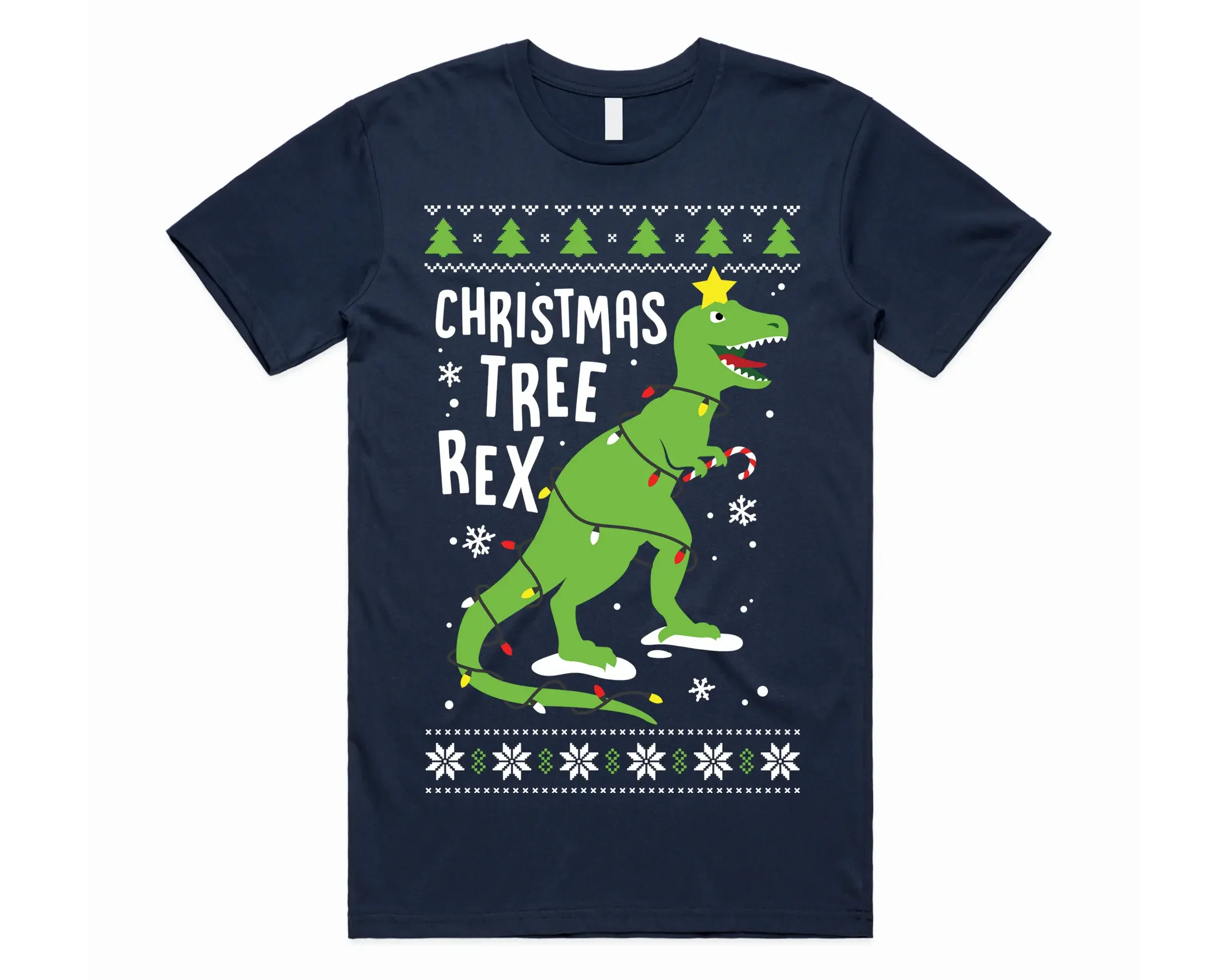 Christmas Tree Rex T-rex T-shirt Tee Top Kids Adult Dinosaur