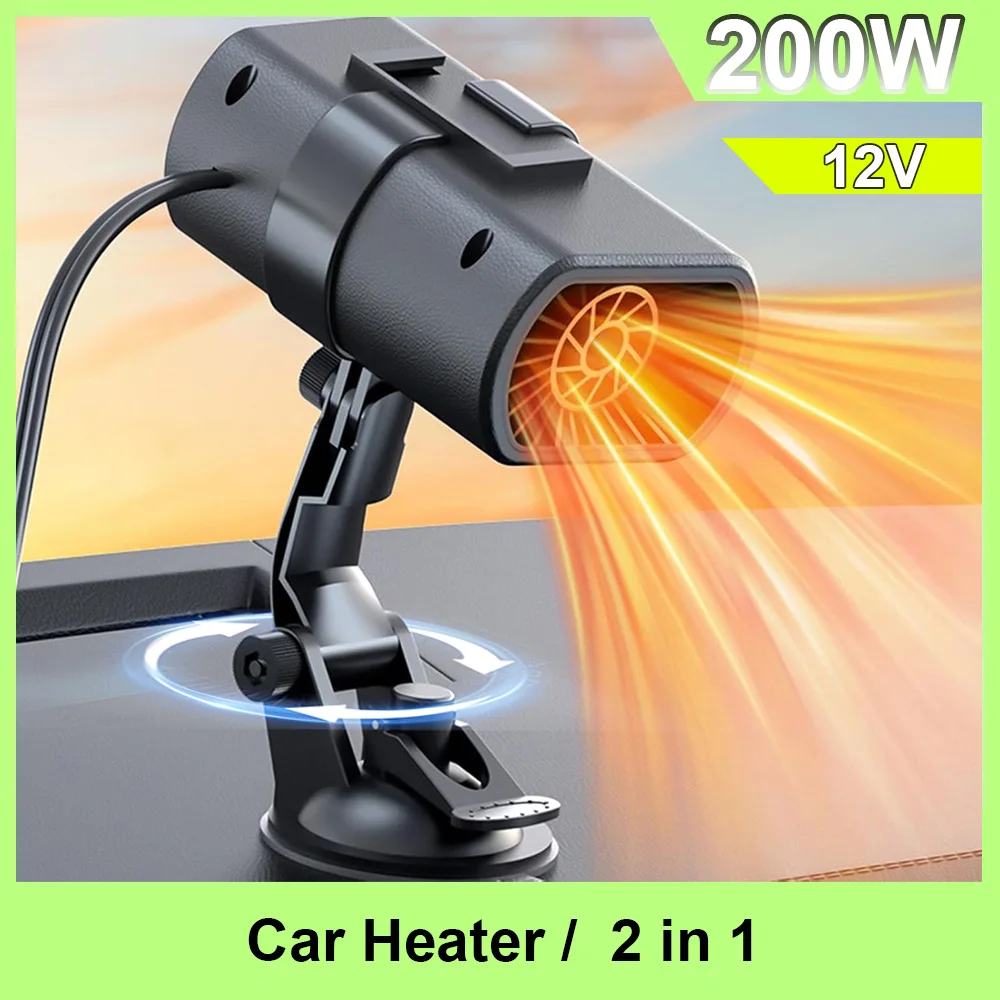 

Car Heater, 12V 200W Car Heater That Plugs into Cigarette Lighter, 2 in 1 Heating & Cooling Fast Heating Defrost Defogger