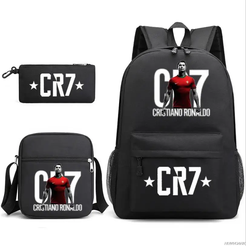 Mochila deportiva CR7 para hombre y mujer, morral escolar de viaje para estudiantes, para ordenador portátil, 3 piezas