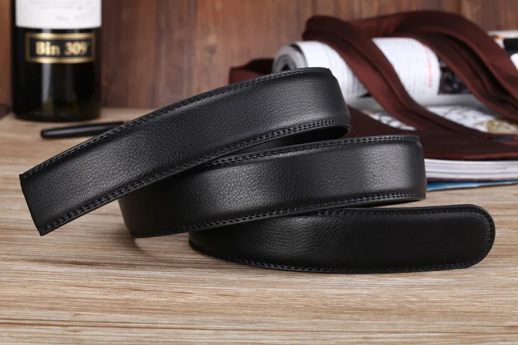 Herren-Gürtel mit 3,5 cm breitem, automatischem Verschluss, Gürtel ohne Schnalle, hochwertiger Gürtel aus PU-Leder für Herren, Jeansgürtel, breit. – Detail 7