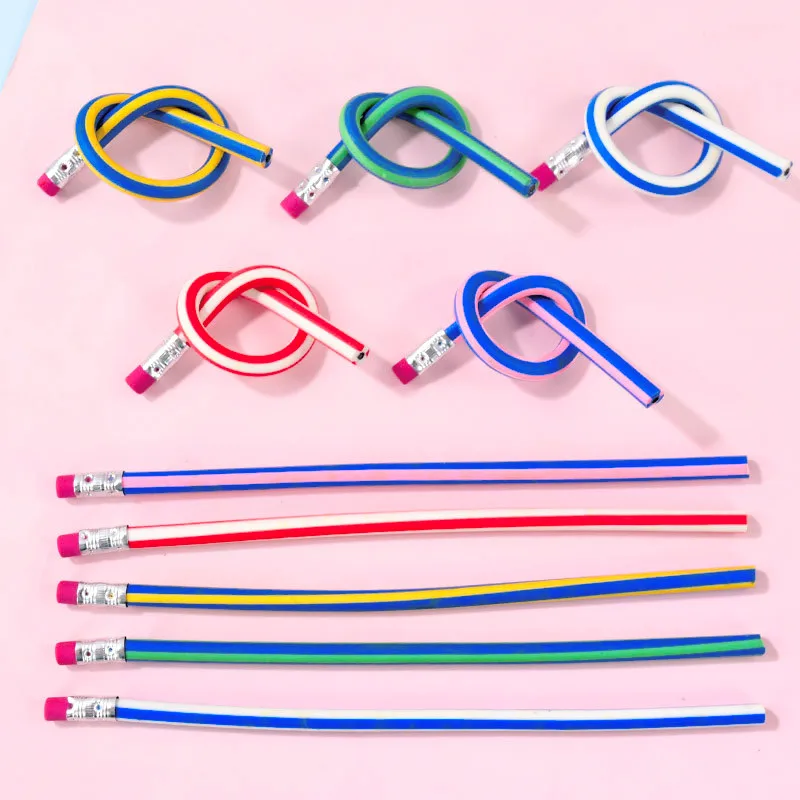 Novelty Magic Bendy Flexible Soft Pencil With Eraser Creative Colorful Bend Pencils Kids Birthday Party Gift School Prize Supply