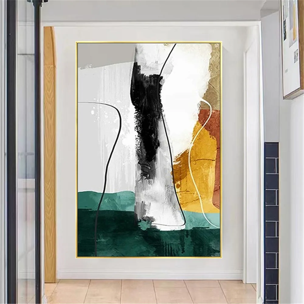 100% Hand-Painted Modern Contrasting Color Outline Drawing Wall Art Oil Painting Decor Home Canvas Picture For Living Room Mural