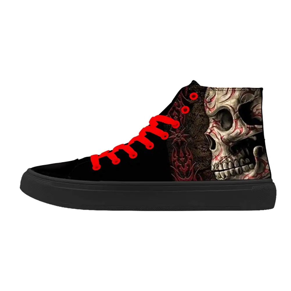 

FIRST DANCE Skull Shoes for Men Fashion Sneaker High Top Skull Punk Rock Joker Print Shoes Black Shoes for Man Cool