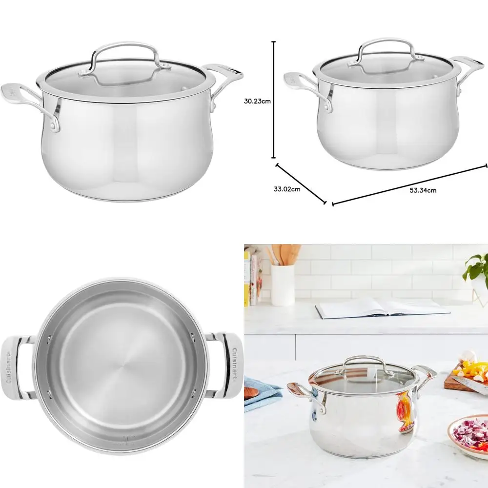 

Stainless Steel 5-Quart Dutch Oven with Glass Lid, Silver