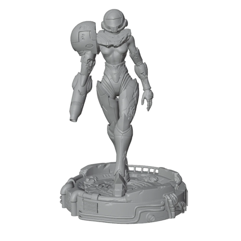 1/24 Sci-fi powered armor warrior, female warrior resin model kit, mini 3D printed gray model doll DIY doll model, not painted view 6