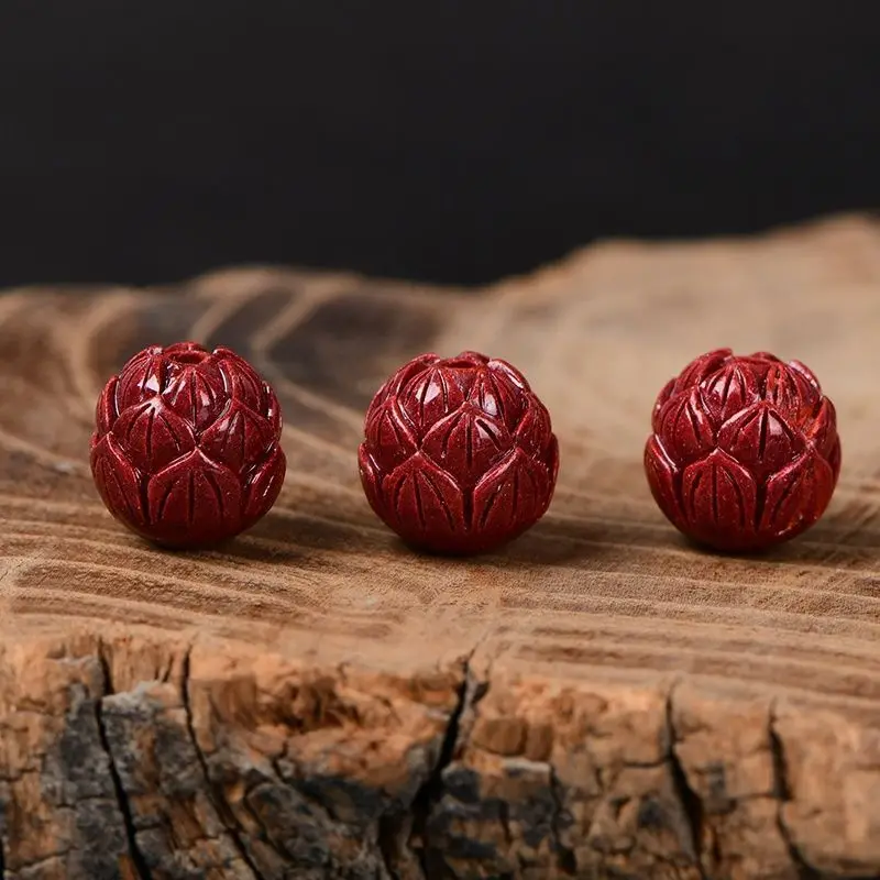 ￼ 5A cinabrio Natural Vermilion Budda Lotus cristal de cuarzo cuenta única joyería DIY