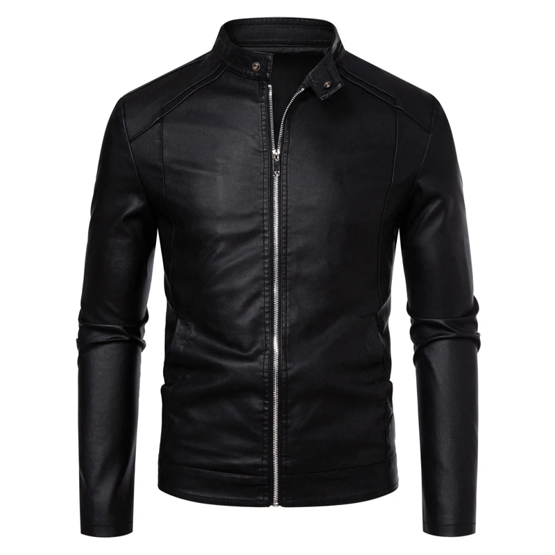 

TRAF Fashion - Forward Men's Leather Outerwear Slim-Fit Design Durable Zipper High - Quality Leather Perfect for Street Style