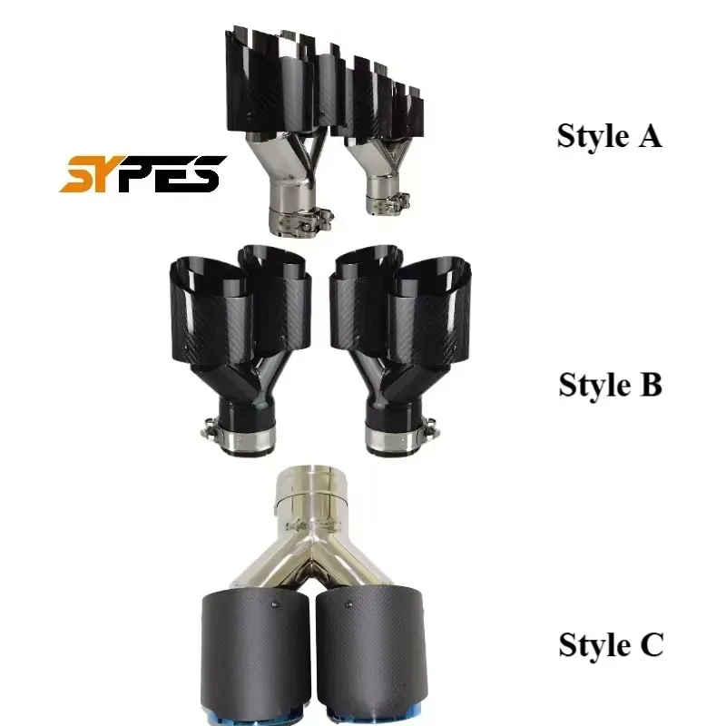 Hot Sale SYPES Car Universal Exhaust Pipes Y Style Stainless Steel Carbon Fiber Exhaust Tip Dual AK Muffler Tip 2/2.5/2.8