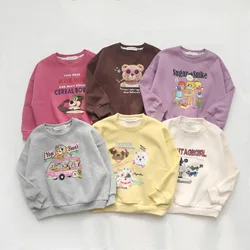 2024 Spring Girls Sweatshirts Cartoon T-shirts for Kids Long Sleeve Children Pullover Boys Sports Shirts Baby Tees Clothes