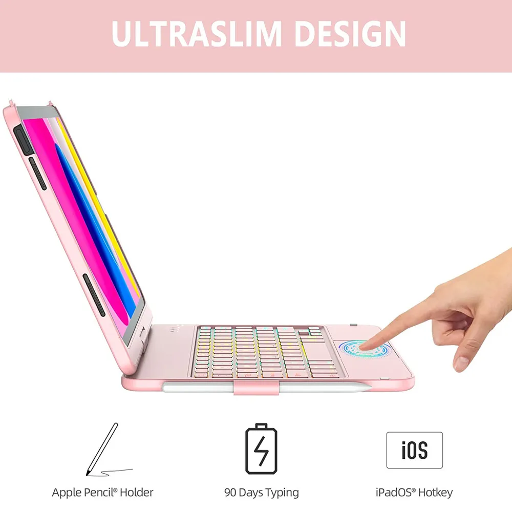 Imagem -05 - Magic Touchpad Keyboard Case para Ipad Teclas Retroiluminadas 360 Trackpad Rotatable Ipad 10th Gen 10.9 A2696 A2757 2023