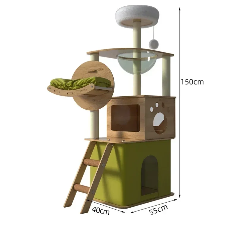 Cat Tower Multi-functional Climbing Scratching Tree  Sisal Post Board Cat Tower House Villa with Cattery Space Large and JumpToy