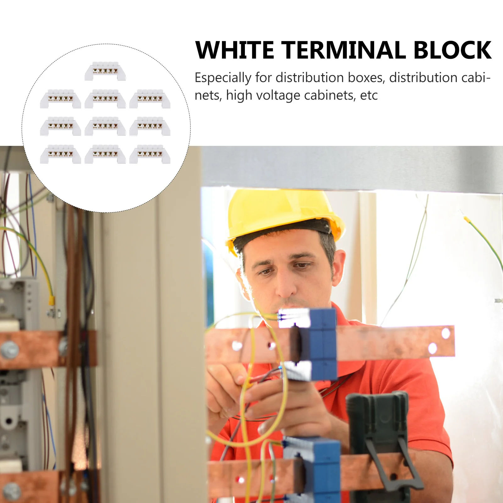 

10pcs Bridge Type Terminal Block Brass 10-Piece Set High Strength Screw Connection For Distribution Box Cabinet Terminal Strip