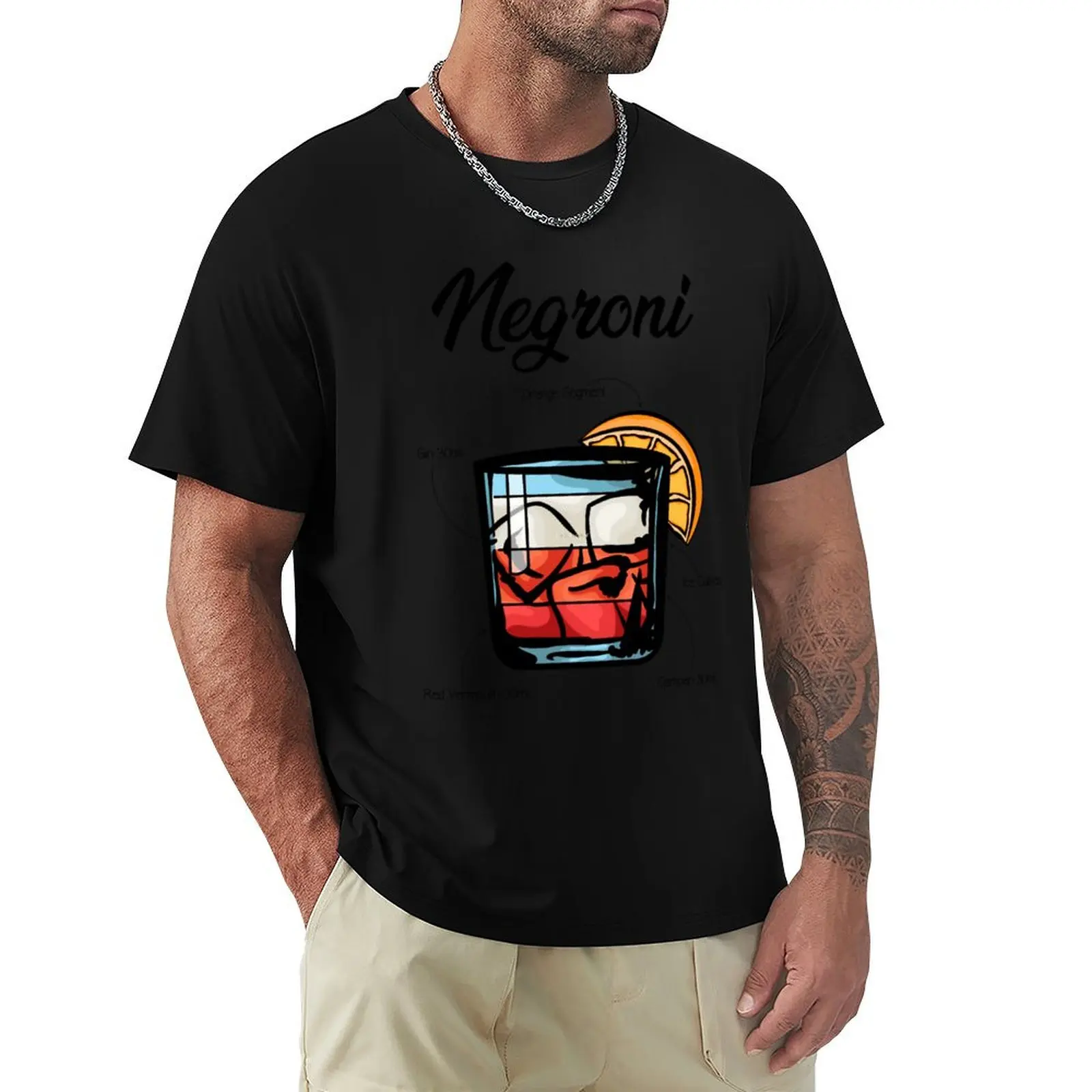 Negroni Cocktail Recipe T-Shirt Sports Casual Breathable Tee Shirt