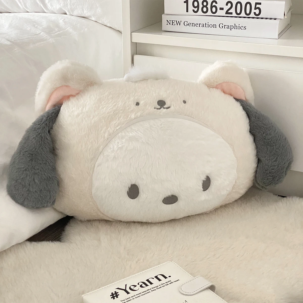 Sanrio My Melody Pochacco se convierte en Oso Blanco de peluche, cómoda manta de almohada de Anime, cojín trasero, regalos de navidad