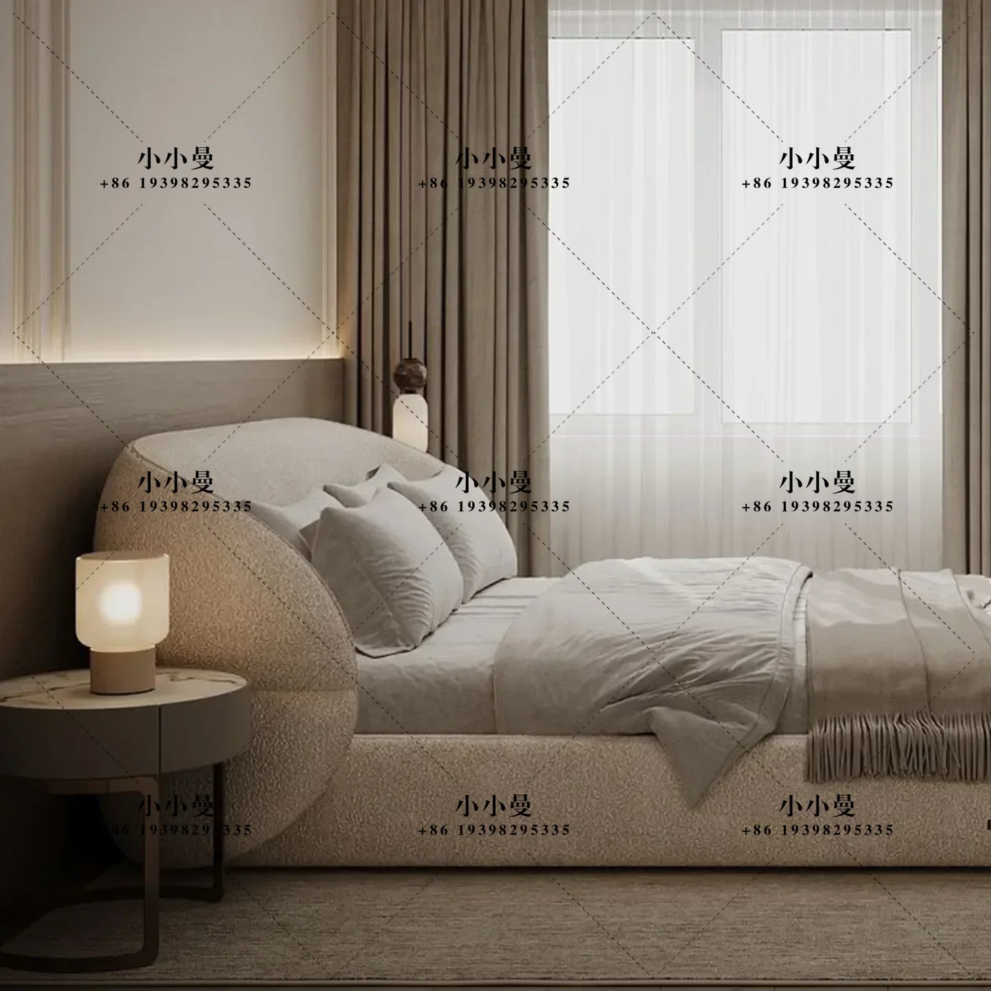 Light French Clip Cradle Fabric Bed High PC and console game Bedroom Queen Lamb Fleece Chenier Butterfly Bed