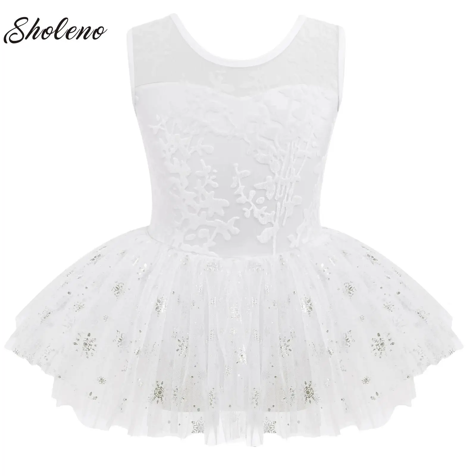

Girls Ballerina Fairy Prom Party Costume Kids Sequined Flower Dress Dancewear Ballet Gymnastic Leotard with Layered Tulle Skirt