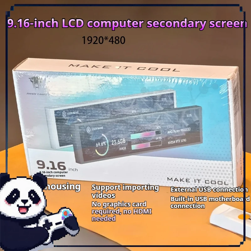 

Case Secondary Screen Lcd9.16 Metal Shell Computer Monitoring Usb Custom Dynamic Video Display Screen Gaming Pc Host Accessories