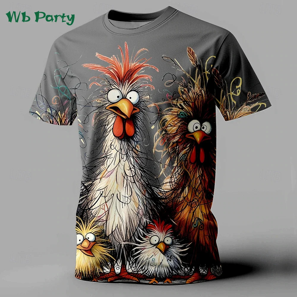 Funny Men's Clothing Animal Chicken Print T shirt Men Casual Mens Clothing Short Sleeve Tee O-Neck Pullover Oversized T-shirt image 6