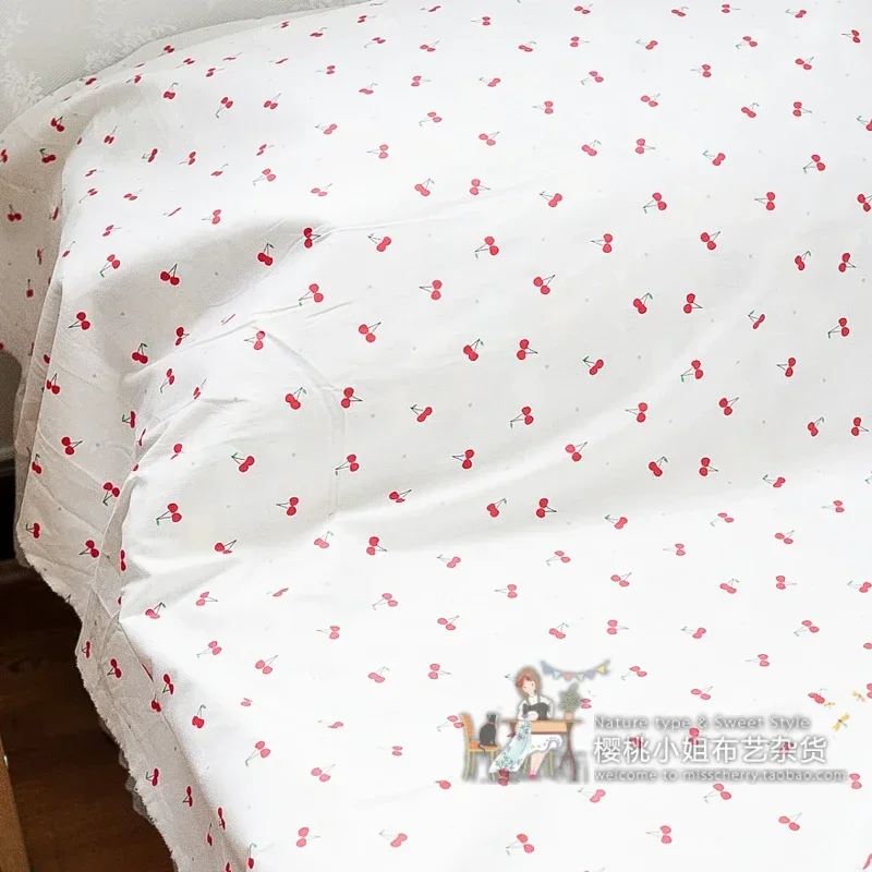 160x50cm Red Fruit Children's Twill Cotton Soft Fabric Handmade Making Big  Bed Sheet Quilt Cover Sewing Cloth