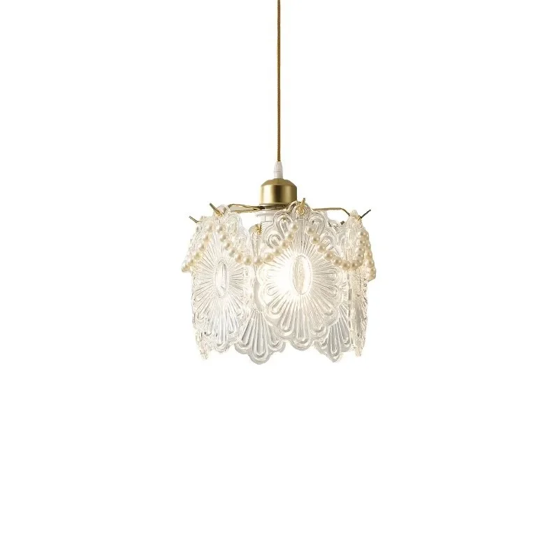 

French bedroom bedside chandelier retro crystal glass dining room small chandelier feather single head chandelier porch light